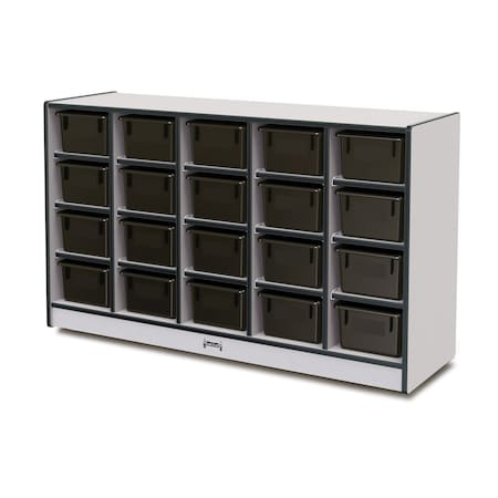 Jonti-Craft Rainbow Accents 20 Cubbie-Tray Mobile Storage, with Trays, Black 0421JCWW180